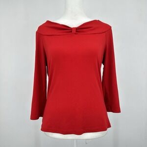 CDW Creative Design Works Red Top S Boat Neck Twist Office Siren Y2K Retro